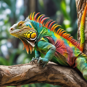 Amazing looking lizard perched on tree branch